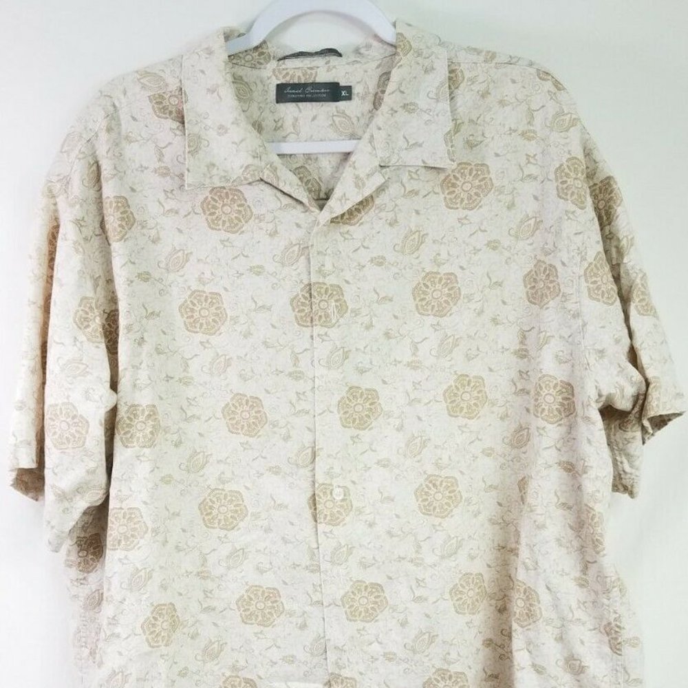 Daniel Cremieux Buttonup Camp Shirt SZ XL Mens Tan